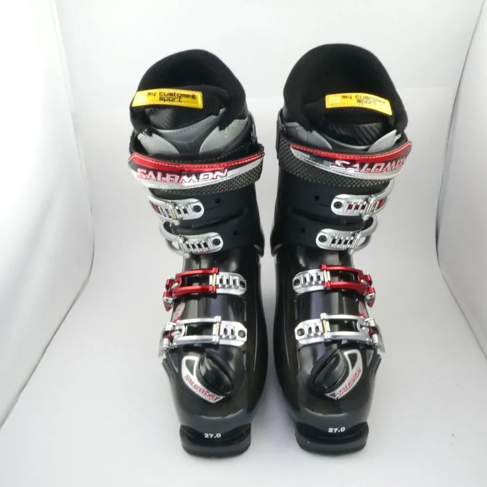 Salomon Impact 8 Ski Boots Black Size 27 Translucent Shell Red Buckle $635